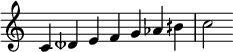  {
\override Score.TimeSignature #'stencil = ##f\relative c' {
  \clef treble \time 7/4
  c4 deseh e f g aes bih c2
} }
