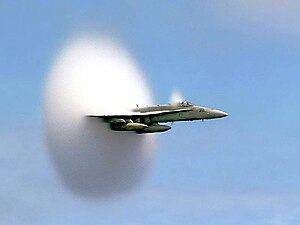 U.S. F/A-18 Hornet breaking the sound barrier