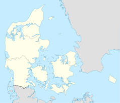 Mapa konturowa Danii, po lewej znajduje się punkt z opisem „Herning”