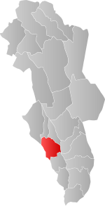 Mapa do condado de Hedmark com Stange em destaque.