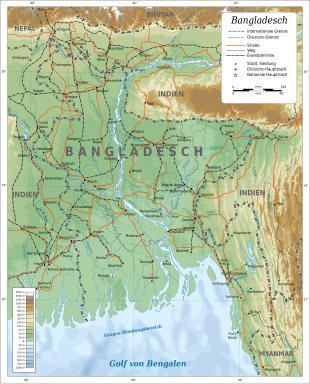 Physisch-politische Koartn vo Bangladesch