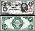 1891-es szériájú ezüstérmékre váltható Silver Certificate típusú 5 dolláros államjegy Grant portréjával.