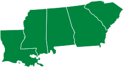 US States identified as subjugated national territory at the 1968 foundational conference[1]