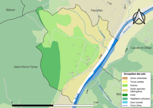 Carte en couleurs présentant l'occupation des sols.