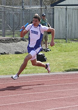 Grayson running the 4x100