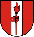 Wappen von Gosheim (Hand hält Schwurstab)