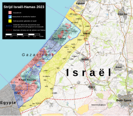 ■ Gazastrook ■ Gazastrook onder Israëlische controle ■ Ontruimde gebieden in Israël