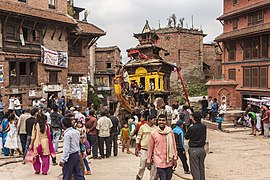 Un des chars du Bisket Jatra de Bhaktapur (Népal).