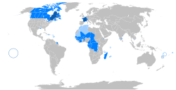 ფრანგული ენის გავრცელების არეალი მსოფლიოში