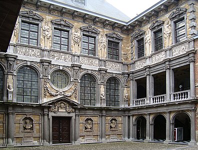 Male and female Baroque herms at the Rubenshuis