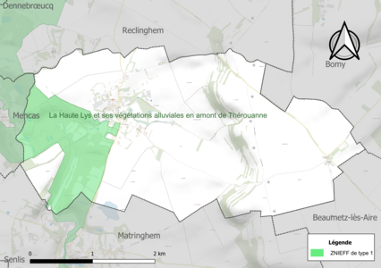 Carte d'el ZNIEFF éd type 1 su l' conmune.