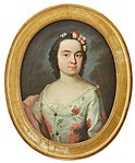 Maria Elisabeth von Bahr (1729-1761), Mattias von Hermanssons första hustru. Avporträtterad under 1750-talet av Lorens Pasch d.y.