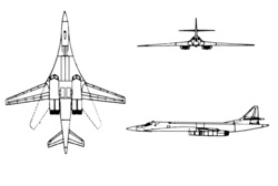 A Tu–160 háromnézeti rajza