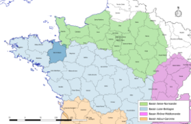 Localisation du département d'Ille-et-Vilaine sur la carte des bassins hydrographiques français