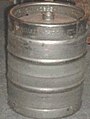 A typical keg (half-barrel) with a single opening in the center of the top end