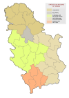 Map of and cities of Southern and Eastern Serbia