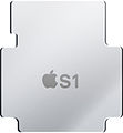 Apple S1的金屬外殼，外殼內以樹脂填充。[3][6]