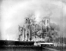 image of "Cathedral of Christ the Savior" in Moscow turning to dust as it collapses on the orders of Joseph Stalin in 1931.[611]