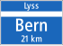 4.28 Ortsende auf Hauptstrassen (CH) – Lyss ist der nächste Ort auf dieser Strasse, bis Bern sind es 21 km