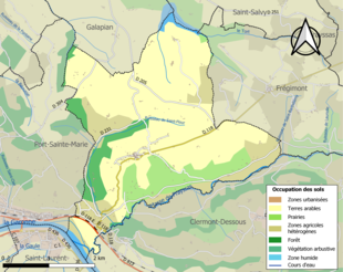 Carte en couleurs présentant l'occupation des sols.