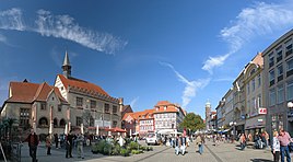 Gänseliesel fountain and pedestrian zone.