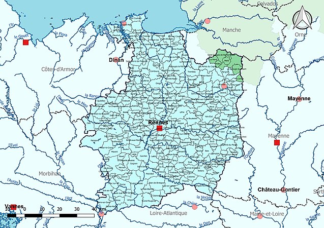 L'Ille-et-Vilaine est découpée en deux bassins DCE : Loire-Bretagne et Seine-Normandie.