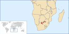 Location of Bophuthatswana in Southern Africa.