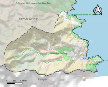 Carte des ZNIEFF de type 1 sur la commune.