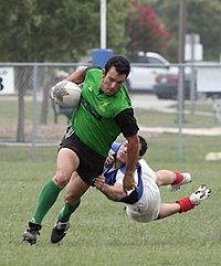 In rugby union, the player pursues his opponent through levitation, an art which only the very best have mastered.