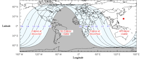 Harta vizibilității acestei eclipse