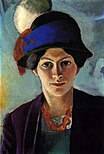 The artist's wife in blue hat, 1909