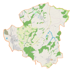 Mapa konturowa gminy Hażlach, na dole nieco na prawo znajduje się punkt z opisem „Zamarski”