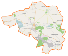 Mapa konturowa gminy Barcin, w centrum znajduje się punkt z opisem „Barcin”