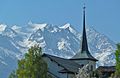 Pfarrkirche Zeneggen mit Mischabelgruppe