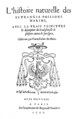 Page de titre de L'histoire naturelle des éstranges poissons marins... de Pierre Belon.