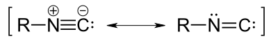 Resonantiestructuren van een isocyanide.