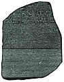 Image 35The Rosetta Stone (c. 196 BC) enabled linguists to begin deciphering ancient Egyptian scripts. (from Ancient Egypt)