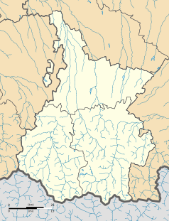 Mapa konturowa Pirenejów Wysokich, po prawej znajduje się punkt z opisem „Bize”