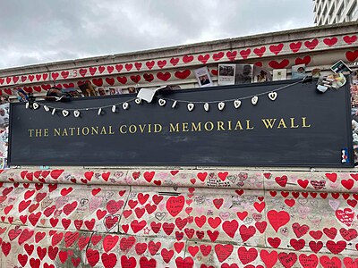 One of the plaques of the National Covid Memorial Wall