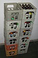 Glass bottles of mineral water in crates