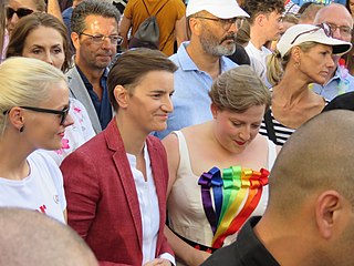 Prime Minister of Serbia, Ana Brnabić, at the 2019 parade