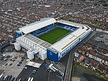 Aerial view of Goodison Park football stadium