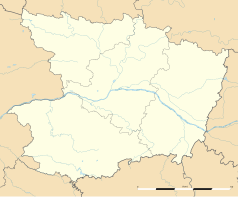 Mapa konturowa Maine i Loary, po prawej nieco na dole znajduje się punkt z opisem „Saumur”