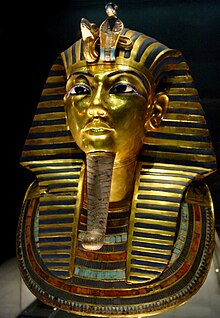 Mask of Tutankhamun's mummy, the popular icon for ancient Egypt at The Egyptian Museum.