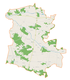 Mapa konturowa gminy Drużbice, u góry znajduje się punkt z opisem „Wadlew”