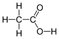 Skeletal formula of acetic acid with all explicit hydogens added